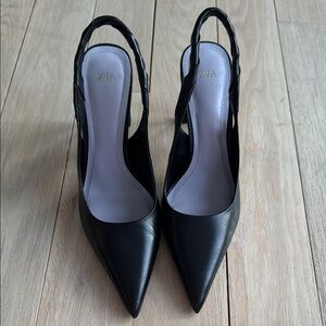 Zara Black Slingback Heels